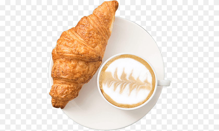 Drink Top View Croissant Top View, Beverage, Coffee, Coffee Cup, Food PNG