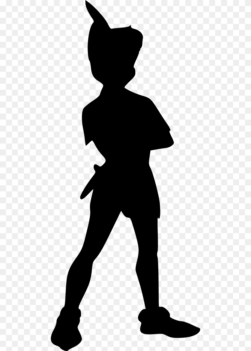 500x1174 Drinkerbell Peter Pan Silhouette Svg, Gray Clipart PNG