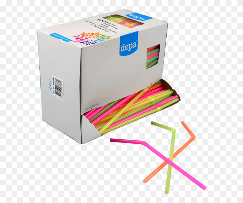 588x641 Drinking Straw Bendy Pp 210mm Assorted, Box, Cardboard, Carton HD PNG Download
