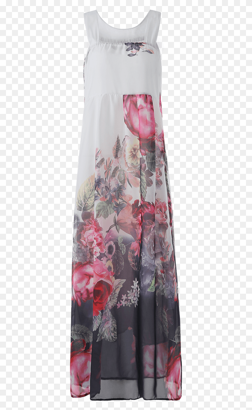 375x1308 Dropshipping For Round Neck Sleeveless Floral Print Garden Roses, Clothing, Apparel, Robe HD PNG Download