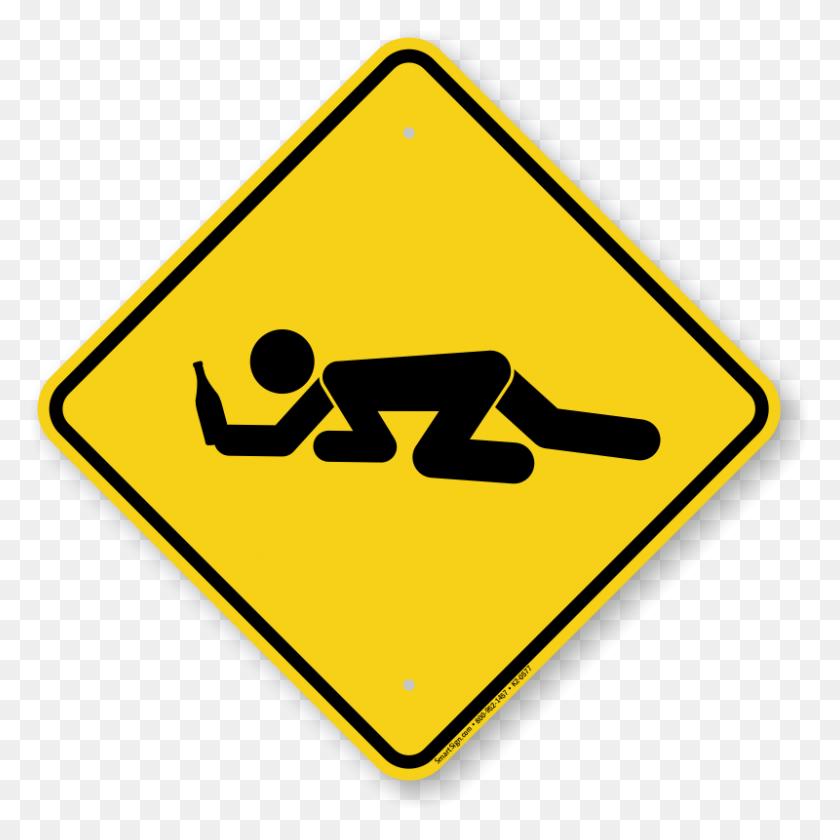 800x800 Drunk Student Crossing Symbol Sign Clipart Slow Down Sign, Road Sign HD PNG Download