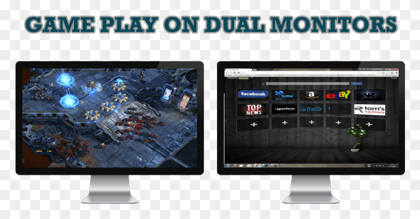 801x389 Dual Monitor Games With 2 Monitors, Screen, Electronics, Display HD PNG Download