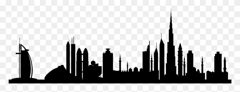 2908x985 Dubai Cityscape Silhouette, Gray, World Of Warcraft HD PNG Download