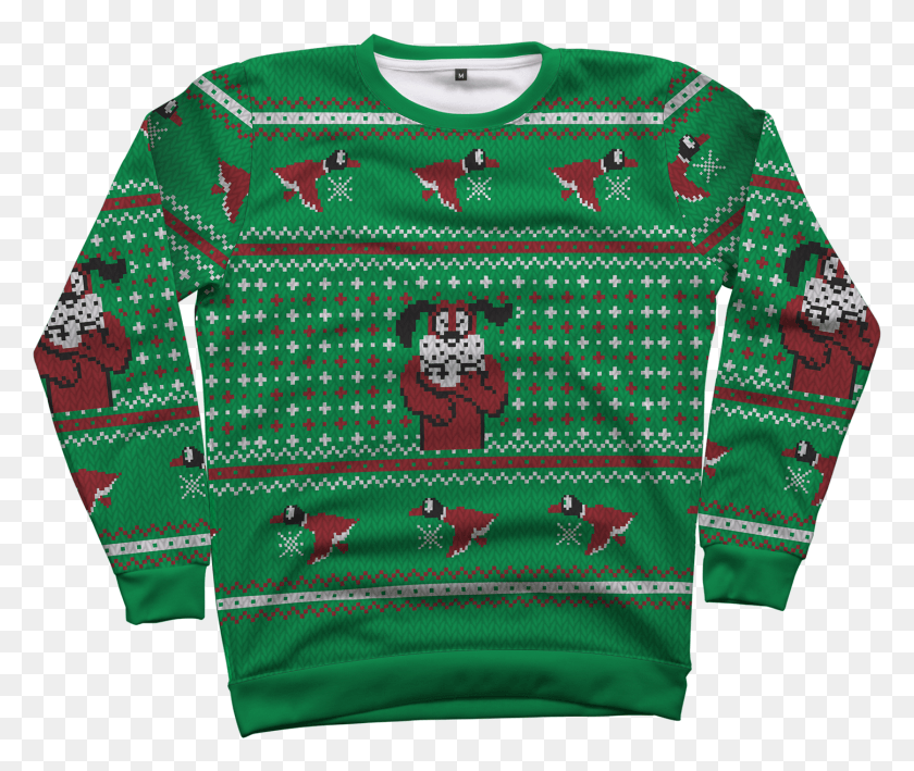 1447x1204 Duck For Christmas All Over Gaming Christmas Sweater Retro Gaming Christmas Sweater, Clothing, Apparel, Sweater HD PNG Download