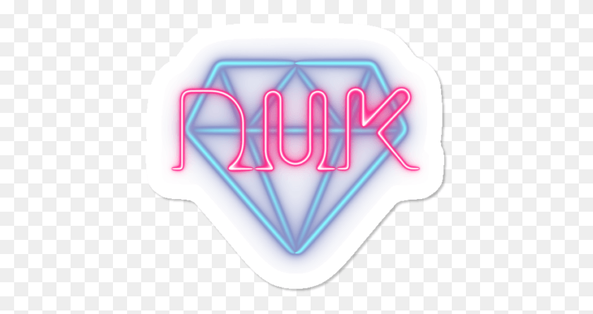 430x385 Dukaja Neon Diamond Sticker Emblem, Hand, Plectrum, Purple HD PNG Download