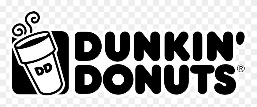 2201x821 Dunkin Donuts Logo Black And White, Text, Label, Word HD PNG Download