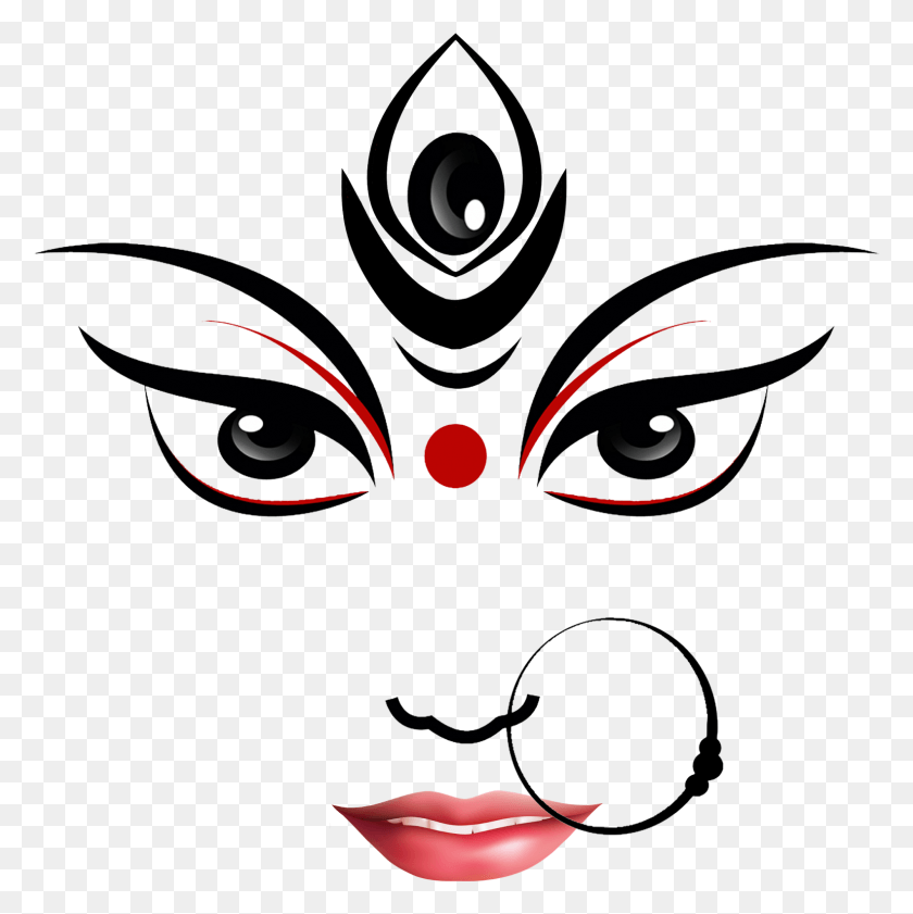 1582x1586 Descargar Png / Durga Puja Logo Durga Maa Face, Graphics, Mask Hd Png