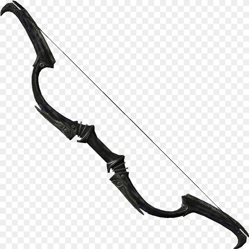 Dwarvenblackbowoffate Skyrim Dwemer Bow, Weapon, Blade, Dagger, Knife Transparent PNG