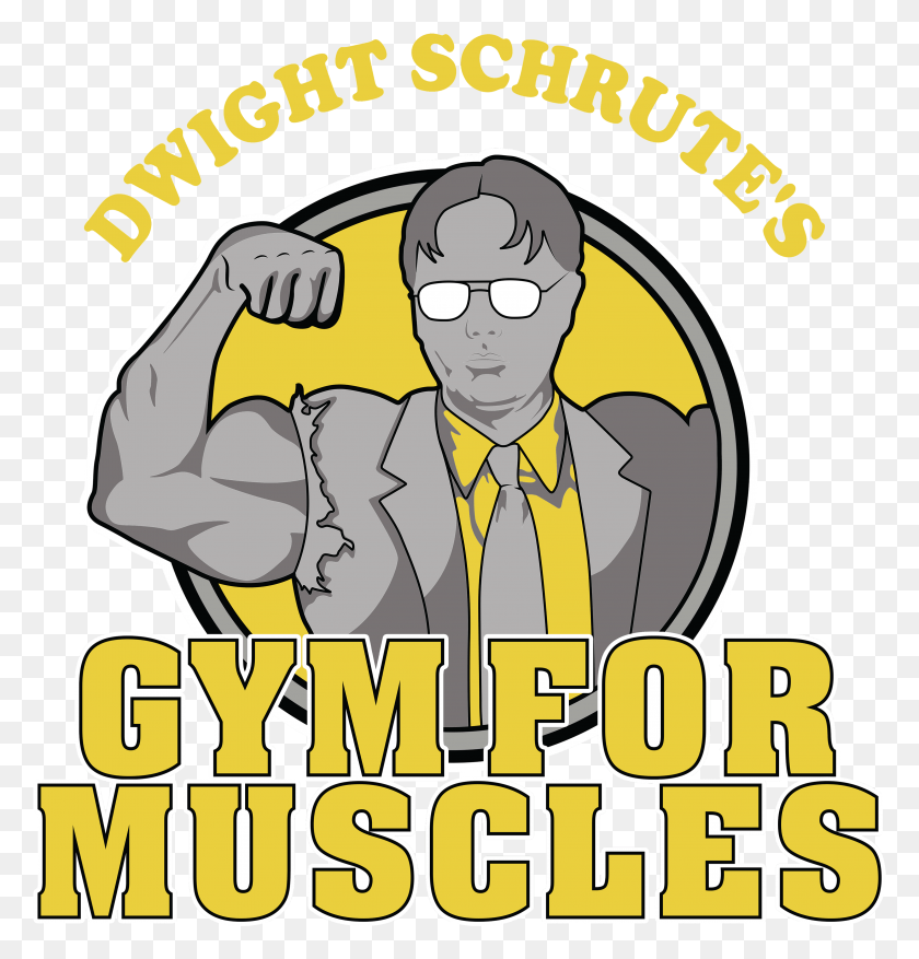 3112x3260 Dwight Schrute39s Gym For Muscles Cartoon, Poster, Advertisement, Flyer HD PNG Download