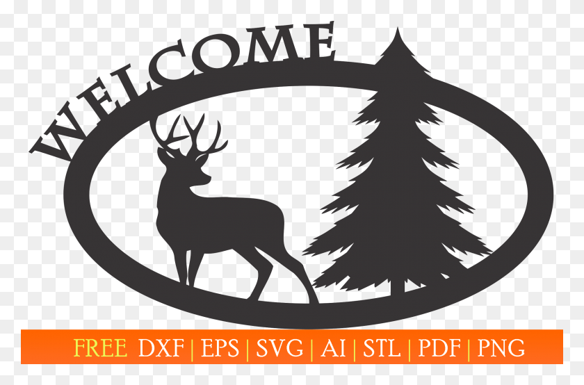 2221x1409 Dxf Welcome Sign, Tree, Plant, Deer HD PNG Download