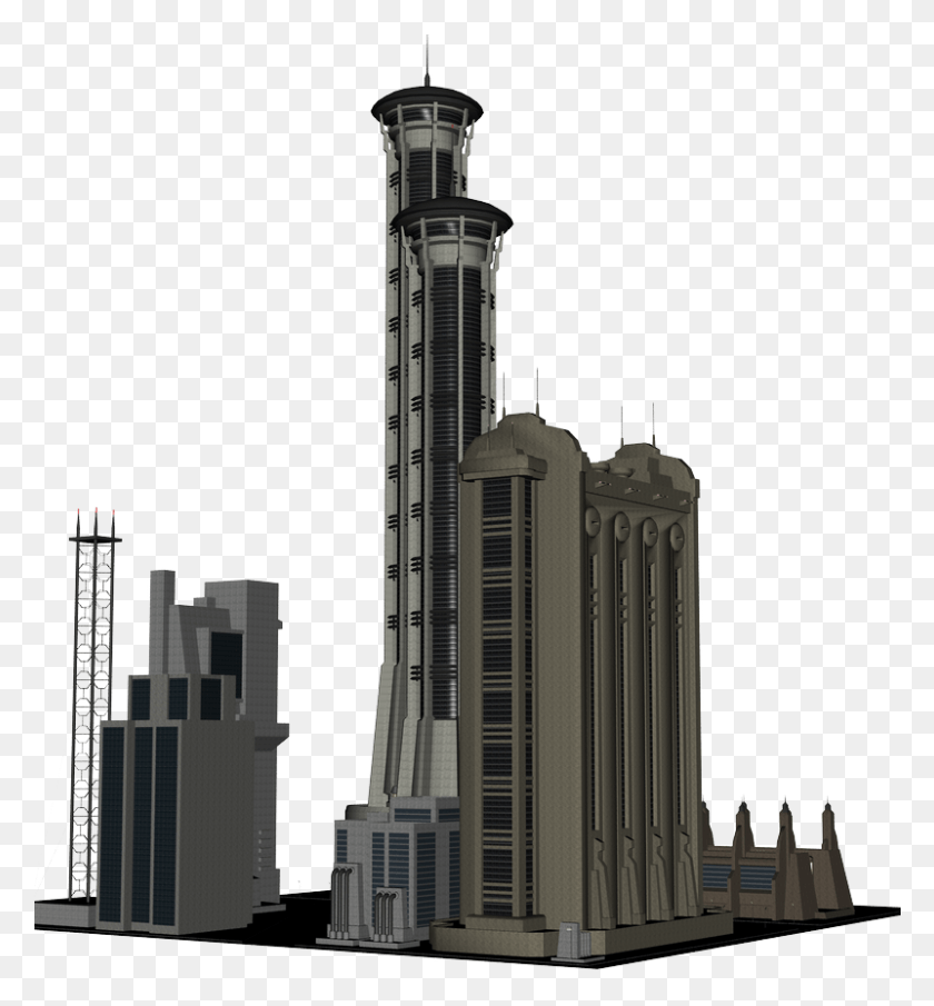 801x868 Dystopia Sf Buildings 4 By Mysticmorning Pluspng Edificio Futurista, Arquitectura, Torre, Torre Hd Png