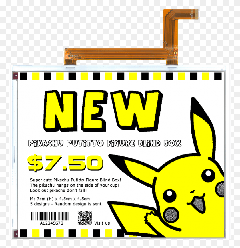 1098x1137 E Ink Display Pikachu Background, Label, Text, Poster Hd Png Скачать