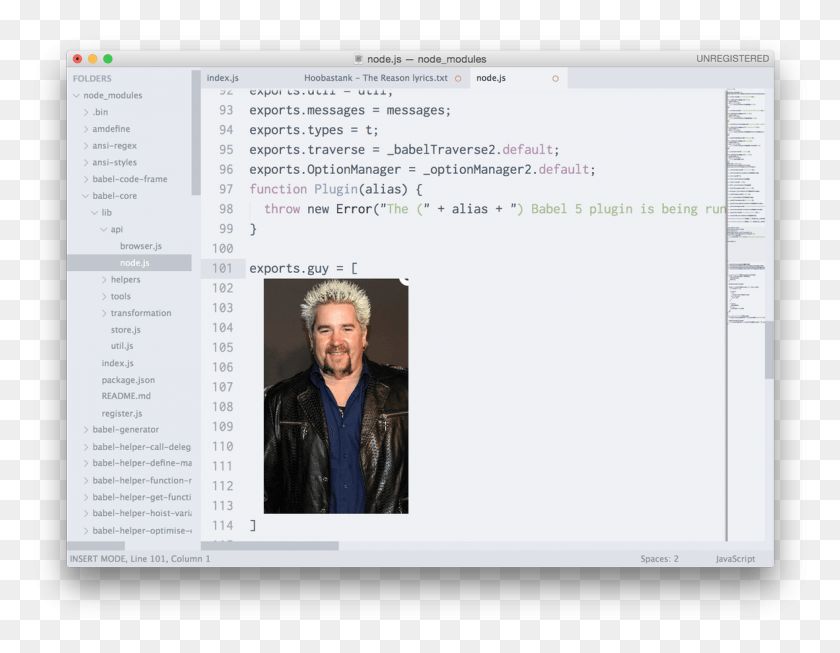 1181x898 Each Installation Of Babel Includes A Picture Of Guy Guy Fieri Babel, Clothing, Apparel, Person HD PNG Download