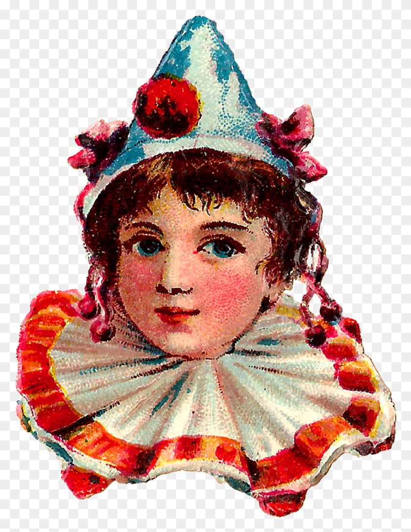 1108x1460 Each Vintage Clown Is Wearing A Pointed Hat With Pompoms, Person, Human, Performer HD PNG Download