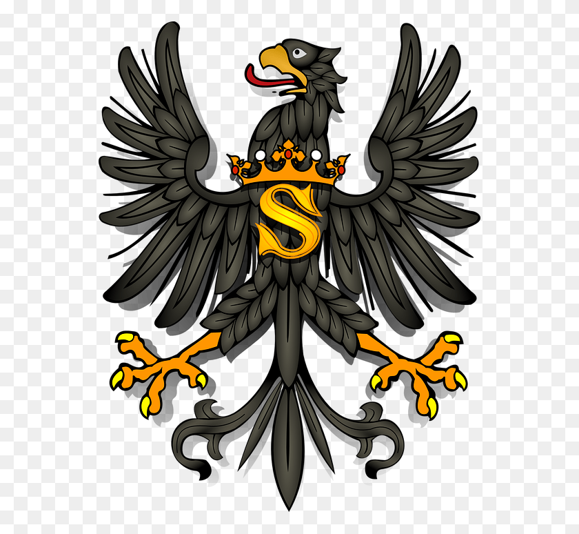 555x714 Eagle Bird Animal Coat Symbol Coat Of Arms King Coat Of Arms Symbols Bird, Emblem, Architecture, Building HD PNG Download