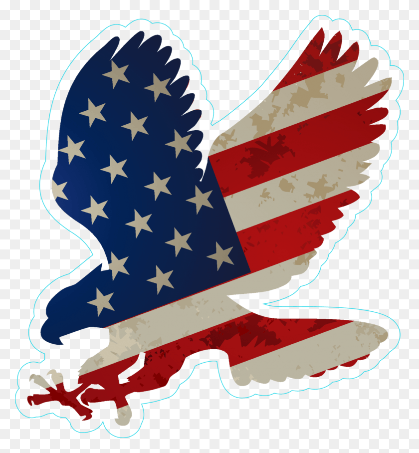 1103x1200 Eagle With Us Flag On Wings Sticker Bumper Sticker Eagle As Flag, Symbol, American Flag, Star Symbol HD PNG Download