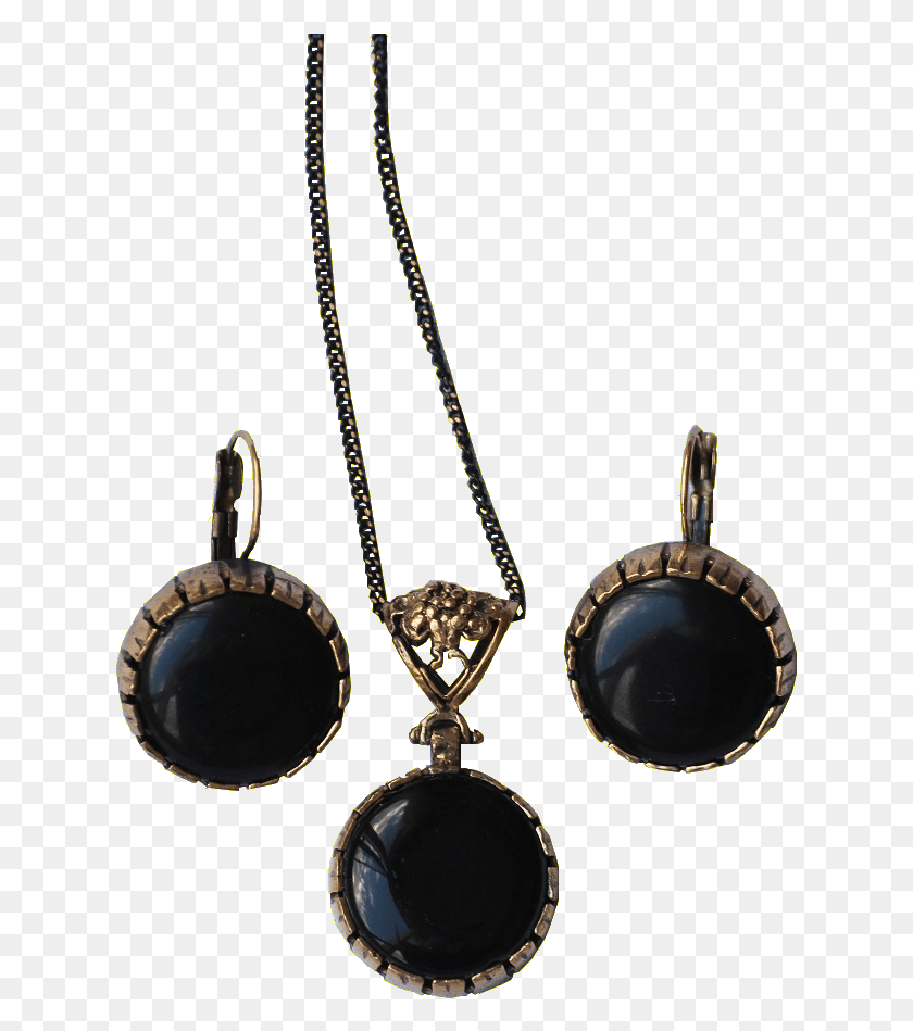 627x889 Earring And Neckless Set Of Bronze With Onyx Locket, Accessories, Accessory, Jewelry HD PNG Download