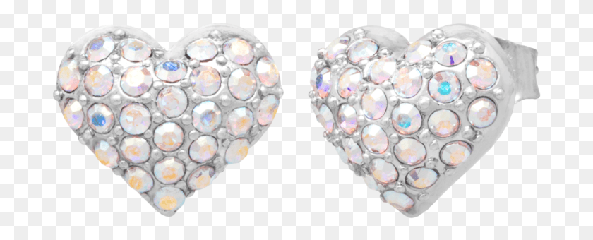 693x280 Earring Heart Pave Aurora Borealis Earrings, Accessories, Accessory, Jewelry Descargar Hd Png