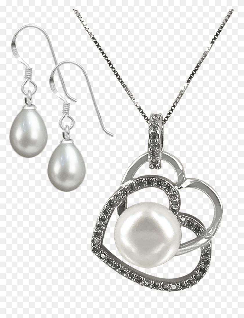 1215x1612 Earrings And Necklace Pacific Pearls Heart Pendant, Accessories, Accessory, Jewelry HD PNG Download