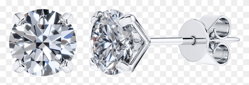 1864x544 Earrings Drawing Diamond Earring 4 Claw Solitaire Diamond Earrings, Gemstone, Jewelry, Accessories HD PNG Download
