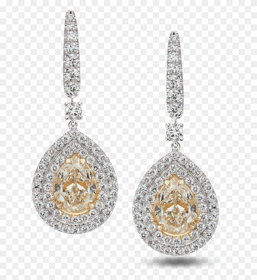 633x856 Pendientes Krystal Halo Diamante Amarillo Pave Steven Kirsch, Accesorios, Accesorio, Joyas Hd Png