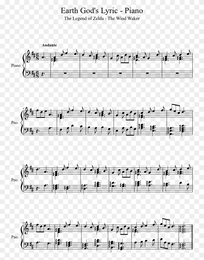 749x1010 Earth God39s Lyric Lord Of The Rings Theme Song Piano Sheet Music, Gray, World Of Warcraft HD PNG Download