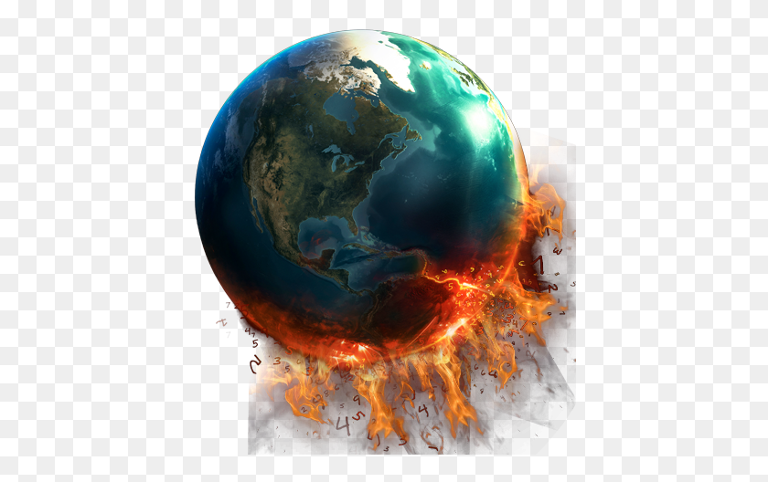 421x468 Earth Planet Fire Art Sticker 3d Hintergrundbilder Android, Bonfire, Flame, Outer Space HD PNG Download