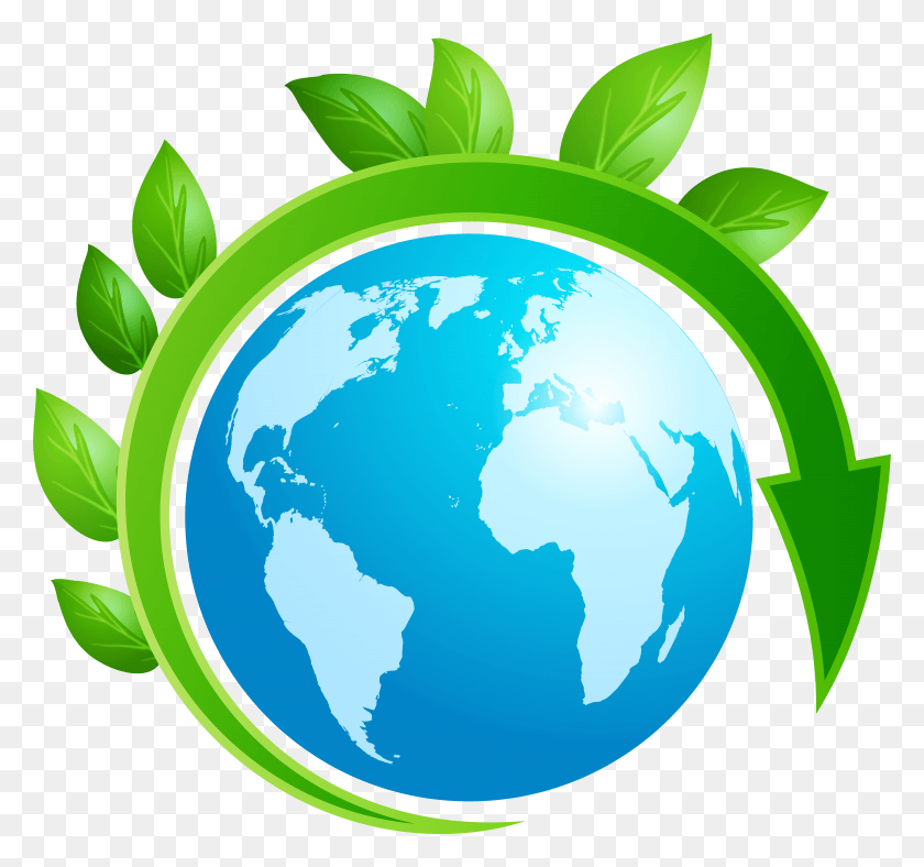 7823x7307 Earth Planet With Leaves Clip Art HD PNG Download