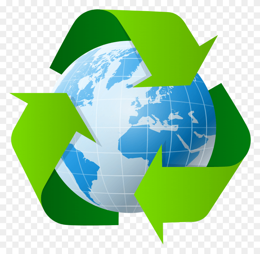 7845x7653 Earth With Recycle Symbol Clip Art HD PNG Download