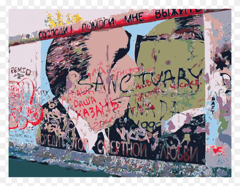 990x750 East Side Gallery Berlin Wall Graffiti Art Art Museum Graffiti Berlin Wall, Poster, Advertisement HD PNG Download