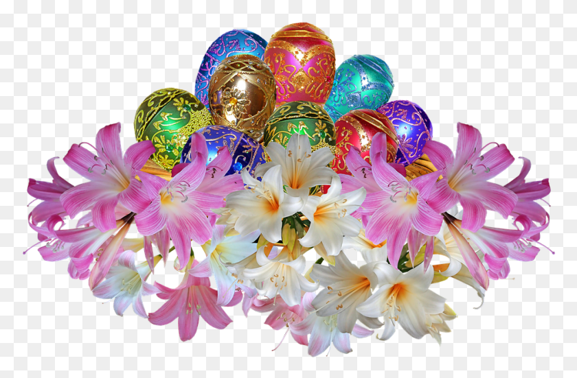 940x592 Descargar Png Huevos De Pascua Flores Lirios De Pascua Decoración Familia De Lirios, Ornamento, Patrón, Gráficos Hd Png