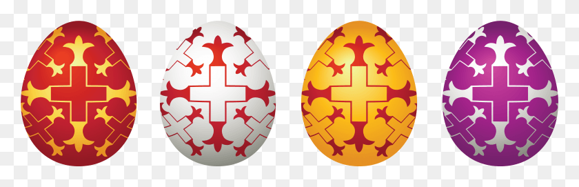 6082x1650 Easter Eggs Set Clipart Easter Egg Clipart, Text, Number, Symbol HD PNG Download