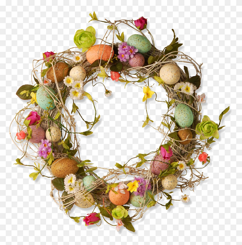 1445x1467 Easter Wreath Image Easter Wreath, Floral Design, Pattern, Graphics HD PNG Download