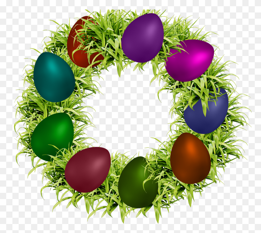 1242x1098 Eastergreen Leavespng Imagedecorationegg Eastercolorsdedicated Velykos, Wreath, Egg, Food HD PNG Download