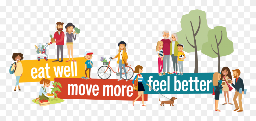 2778x1200 Eat Well Move More Feel Better Image Rb, Person, Human, Bicycle HD PNG Download