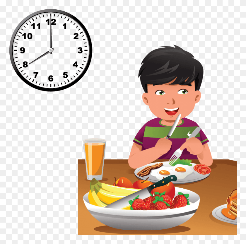 784x777 Eating Clipart Breakfast Have Breakfast At 8 O Clock, Person, Human, Food HD PNG Download