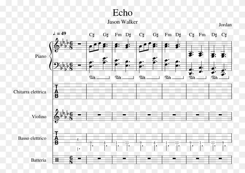 750x533 Echo Sheet Music Composed By Jordan 1 Of 8 Pages Sheet Music, Text, Symbol, Plot HD PNG Download