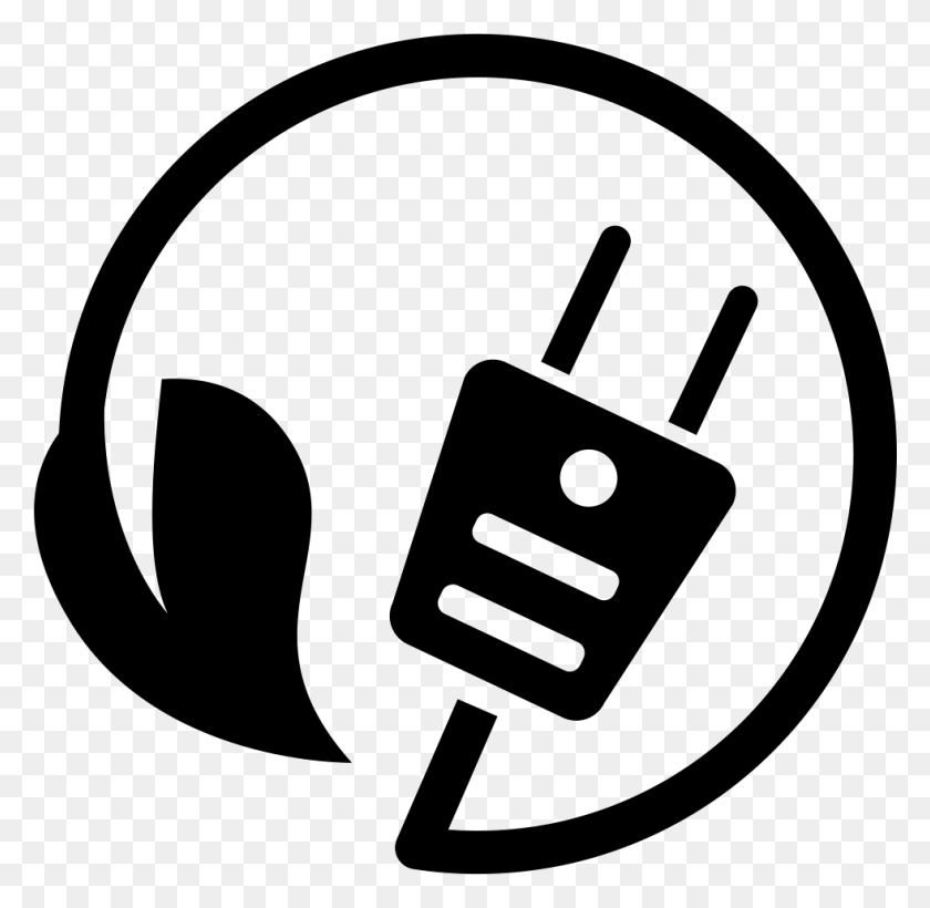 981x956 Ecological Energy Plug Symbol With Cord And A Leaf Green Data Center Icon, Adapter, Stencil, Weapon HD PNG Download