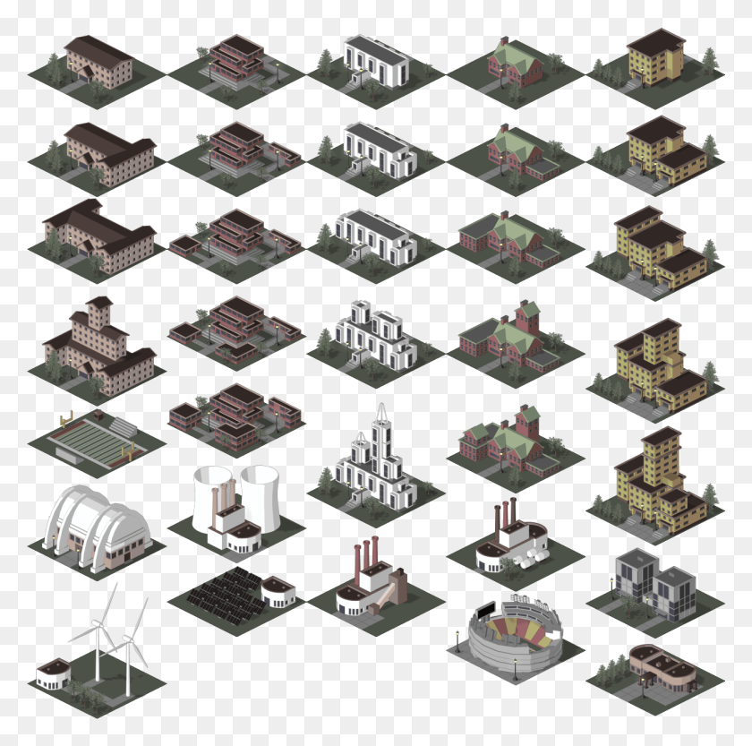1281x1270 Econu Buildings 1 Game 2d Isometric Buildings, Screen, Electronics HD PNG Download