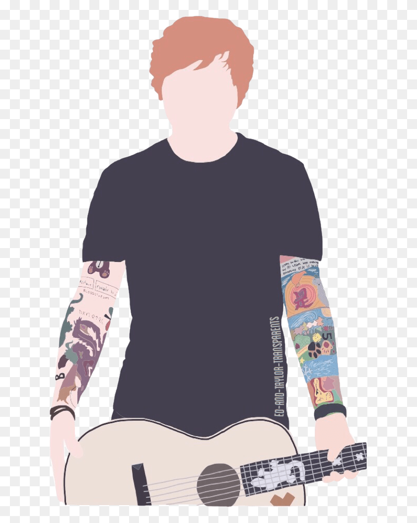 643x994 Ed Sheeran Drawing Transparent Tattoos Guitar Pls Like Guitar Arm Sleeve Tattoo, Clothing, Apparel, Skin HD PNG Download
