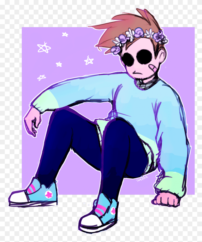 1148x1391 Eddsworld With Flower Crown Flower Crown Transparent Ong, Person, Human, Sport HD PNG Download