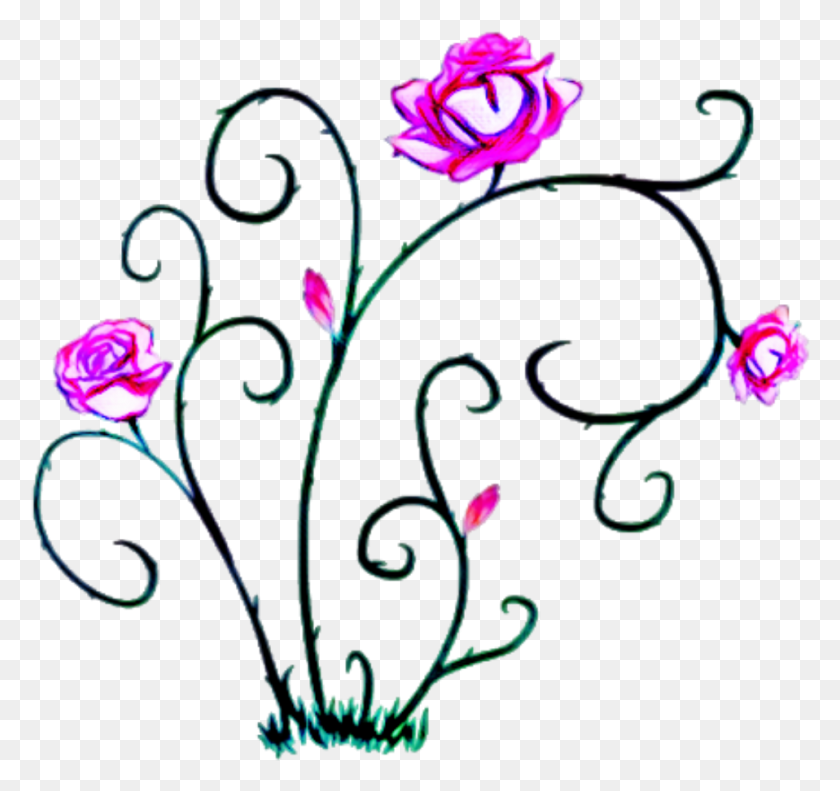 958x899 Descargar Png Edits Flowers Vine Thorns Art Stickers, Gráficos, Diseño Floral Hd Png