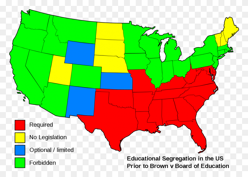 1232x853 Educational Separation In The Us Prior To Brown Map Brown Vs Board Of Education Graph, Diagram, Plot, Atlas HD PNG Download