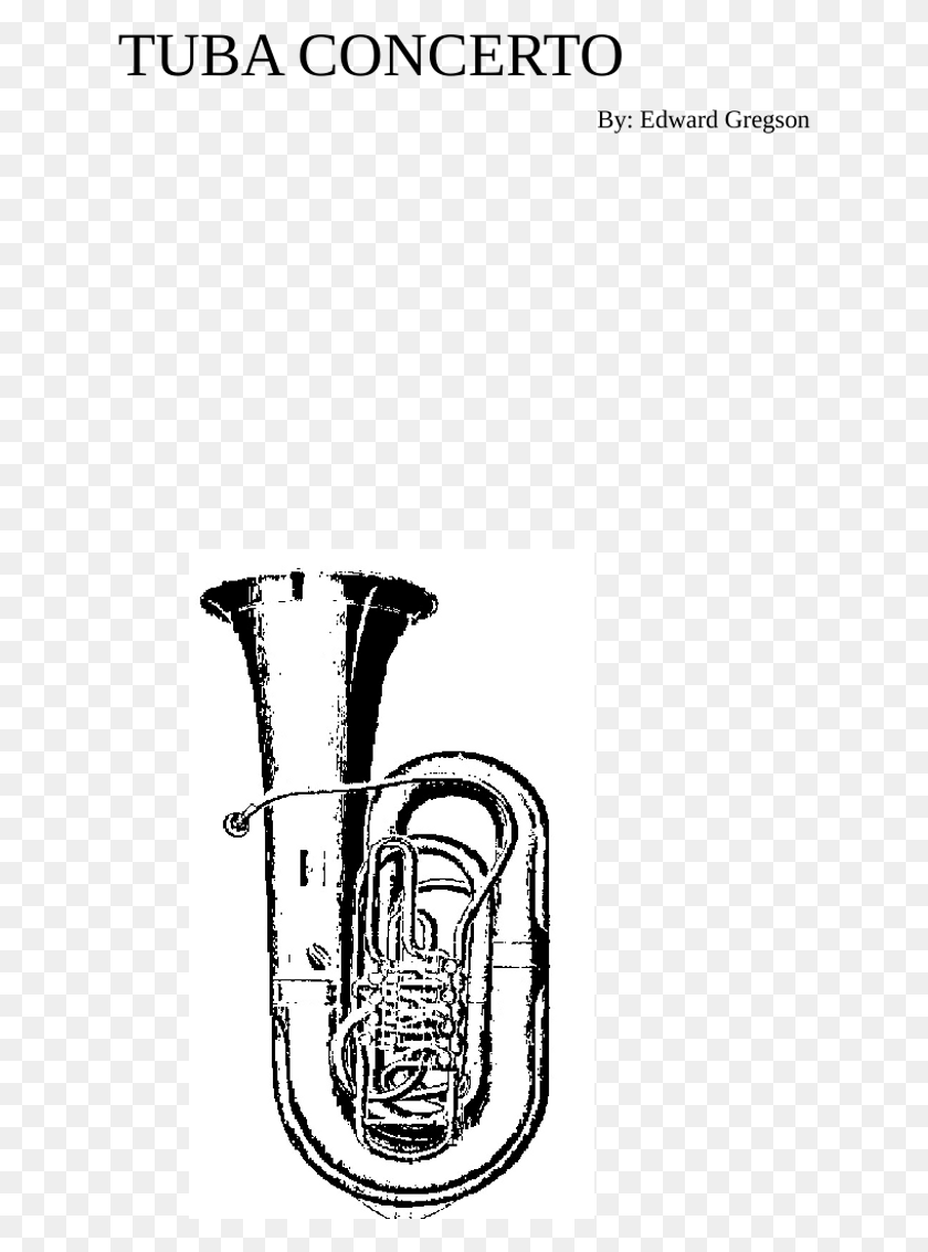 628x1073 Edward Gregson Tuba Concerto Drawing, Horn, Brass Section, Instrumento Musical Hd Png