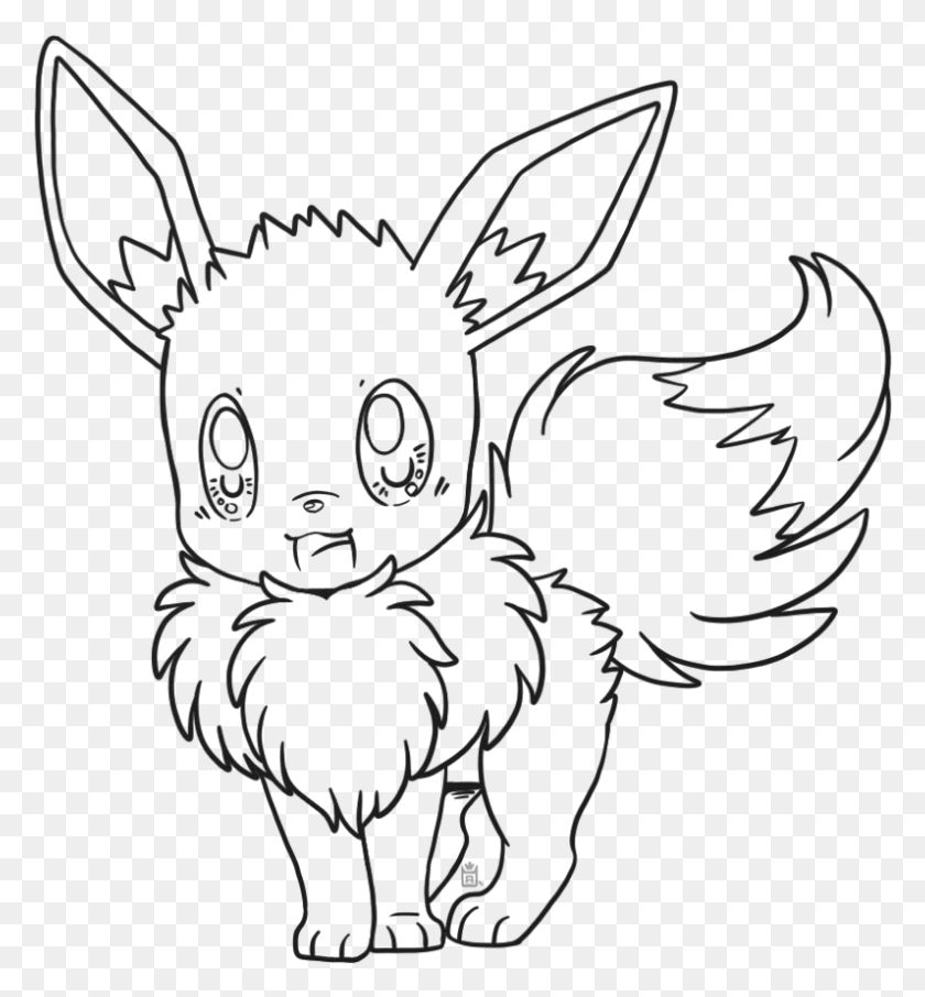 796x864 Eevee Free To Use Lineart Eevee Outline, Stencil, Mammal, Animal HD PNG Download