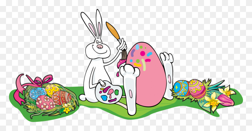 855x415 Egg Clipart Easter Bunny Easter Bunny Clipartpng Transparent Easter Bunny Border, Graphics, Doodle HD PNG Download