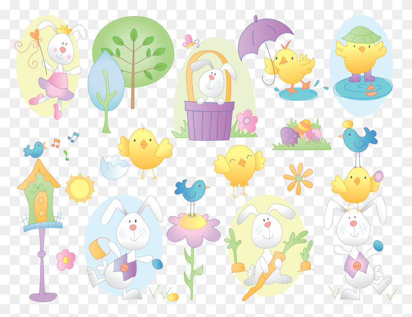5953x4479 Descargar Png Huevo De Pascua Conejito Feliz Marco Libre De Dibujos Animados, Gráficos, Diseño Floral Hd Png
