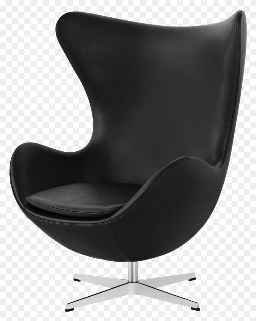1401x1786 Egg Easy Chair Арне Якобсен Black Elegance Leather Arne Jacobsen Egg Chair, Мебель, Кресло Hd Png Скачать