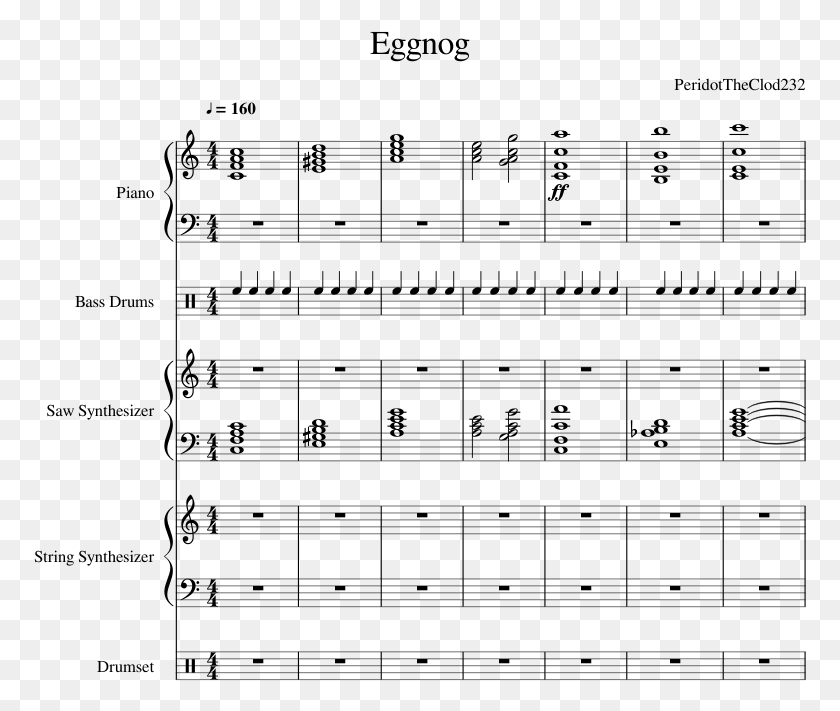 773x651 Eggnog Sheet Music For Piano Percussion Synthesizer Sheet Music, Gray, World Of Warcraft HD PNG Download