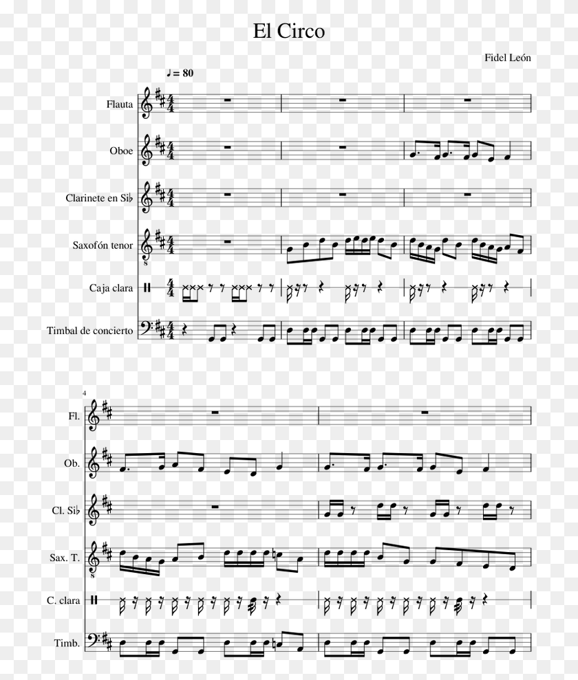 711x929 El Circo Sheet Music For Flute Clarinet Oboe Tenor Little Happiness Hebe Piano Sheet, Gray, World Of Warcraft HD PNG Download
